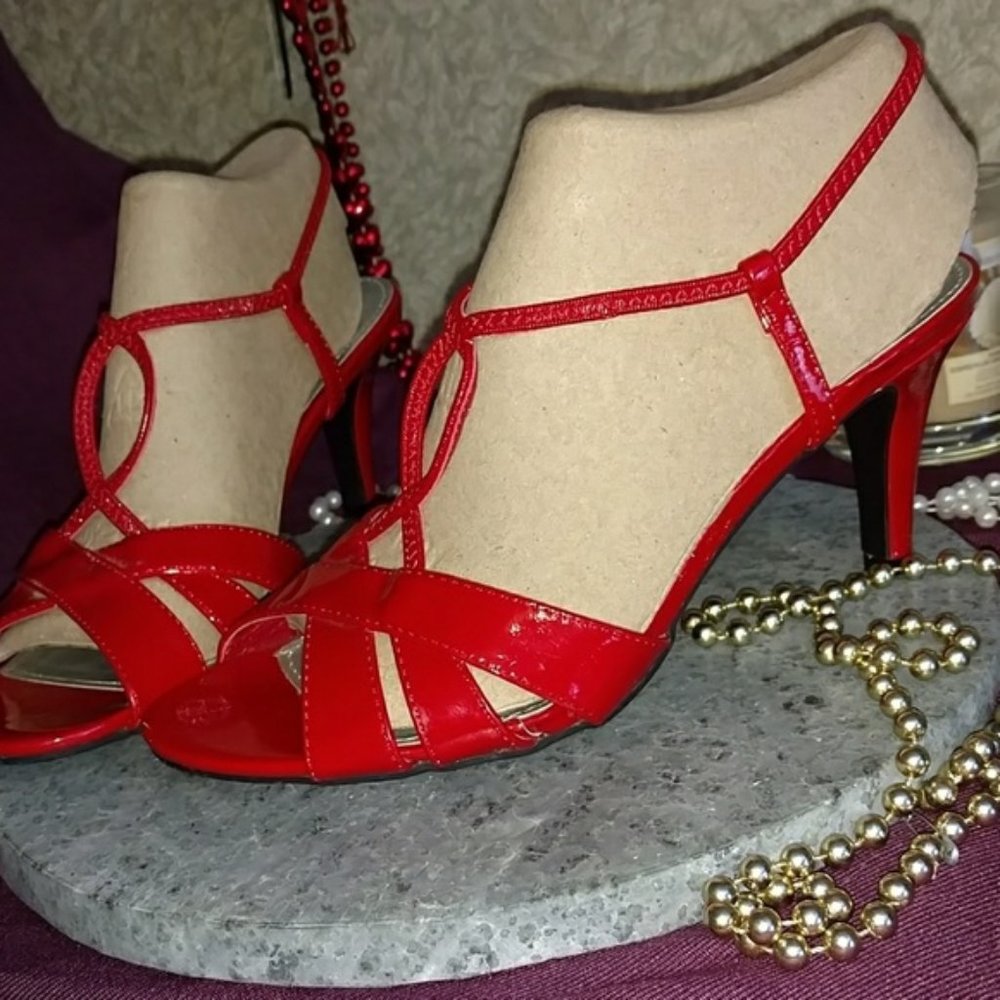 Madeline Stuart Red Strappy Heels 8.5